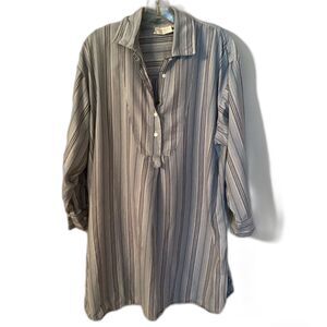 VICTORIA'S SECRET VINTAGE GOLD LABEL BLUE STRIPED OVERSIZED COTTON NIGHT SHIRT M